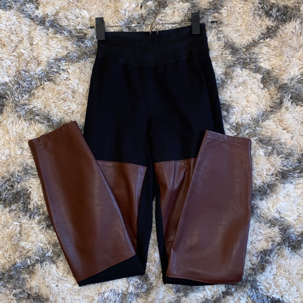 Paige genuine leather paneled leggings